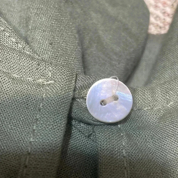 New Collection green & tan linen dress size MEDIUM - Picture 9 of 15